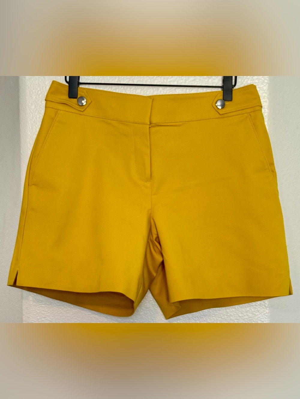 LOFT Mustard Yellow High Waist Shorts w/ Button Detail Size 4